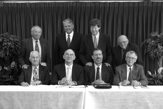 RBS Board of Directors: Chris Cullen, Tony Miller, Barry Chapman, Owen van der Wall.  F: Ivan Cribb, John Landau, Graeme Innes, Michael Brown.