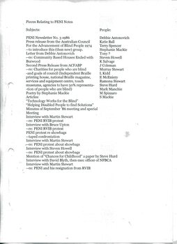 Subjects discussed in PENI recording