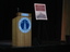 Podium ready for book launch