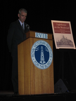 MC Michael Walsh at the podium