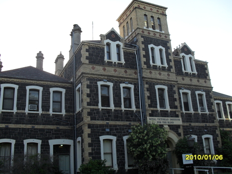 Looking upwards at main building