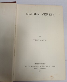 Title page of Maiden Verses by Tilly Aston