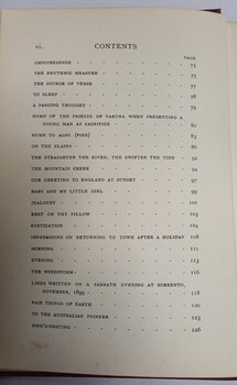 Second page of Table of Contents of Maiden Verses by Tilly Aston