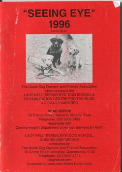 Three dogs in harness with contact details