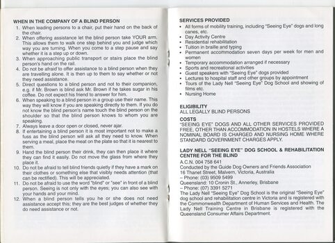 What to do in company of a blind person and services provided