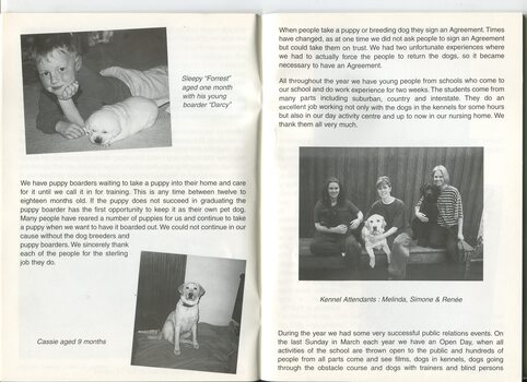 Boarded puppies and kennel attendants at SEDA