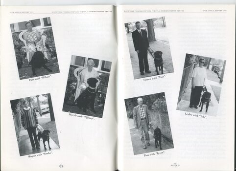 Various people with the Seeing Eye dogs