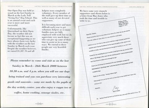 Open Days held and planned and letter of appreciation
