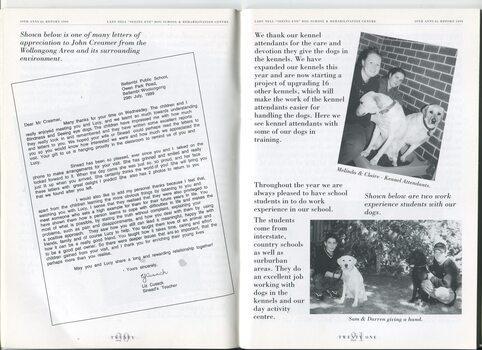 Letter, kennel attendants and visiting students