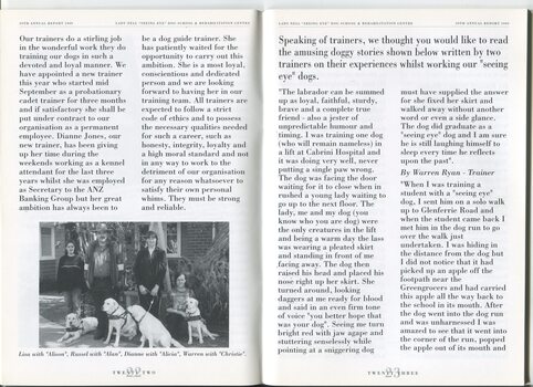 Updates on and recollections from trainers