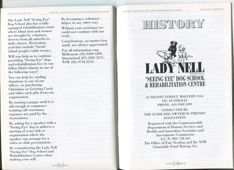 Facts about the Lady Nell Seeing Eye Dog School