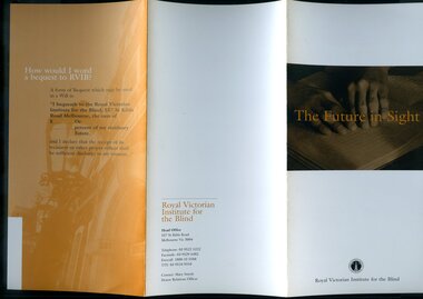 A4 tri-fold with image of hands reading Braille
