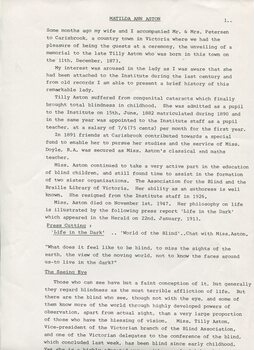 Discussion of Tilly Aston and reproduction of article