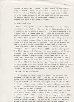 Reproduction of 'Life in the Dark' article about Tilly Aston