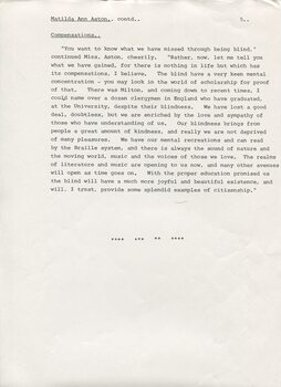 Reproduction of 'Life in the Dark' article about Tilly Aston