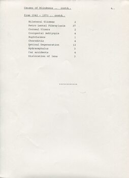 Observation on statistics on blindness gained from Institute records