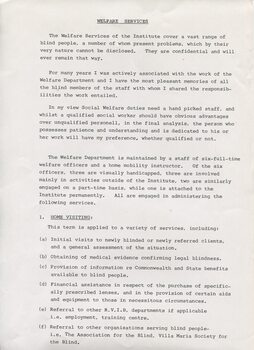 Description of welfare services provided by the RVIB