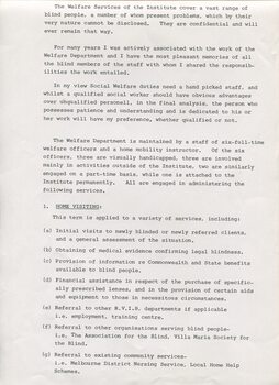 Description of welfare services provided by the RVIB