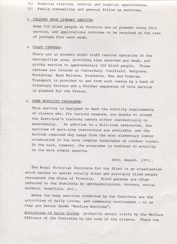 Description of welfare services provided by the RVIB