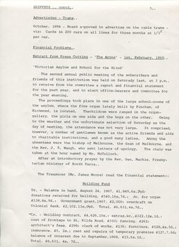 Article reprints and notes about fundraising