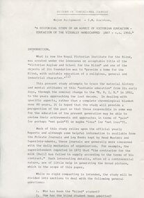 Study of Victorian era education for blind and low vision students