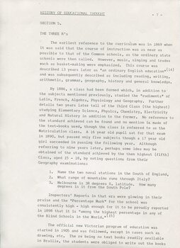 Study of Victorian era education for blind and low vision students