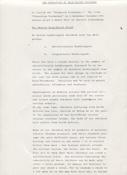 Report on study at Perkins School for the Blind