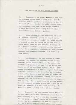 Report on study at Perkins School for the Blind