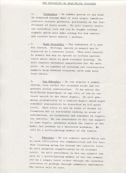 Report on study at Perkins School for the Blind