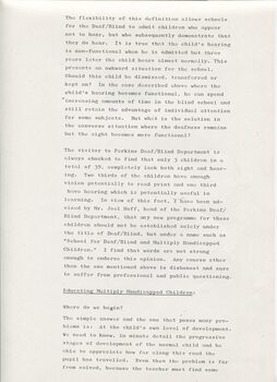 Report on study at Perkins School for the Blind