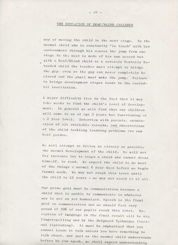 Report on study at Perkins School for the Blind