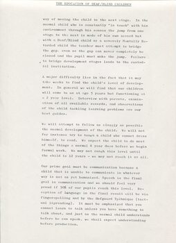 Report on study at Perkins School for the Blind