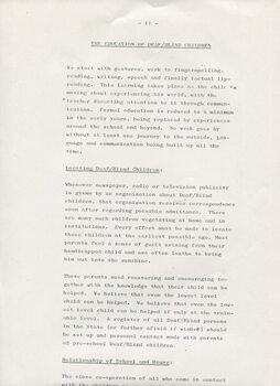 Report on study at Perkins School for the Blind