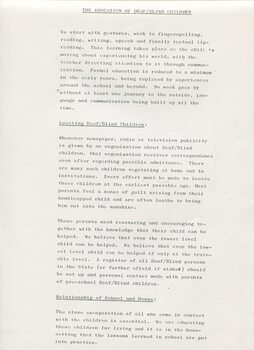 Report on study at Perkins School for the Blind
