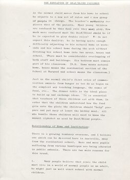 Report on study at Perkins School for the Blind