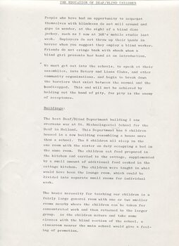 Report on study at Perkins School for the Blind