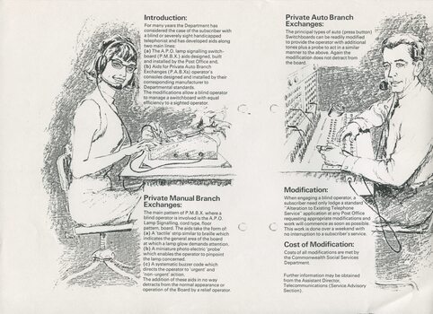 Page from pamphlet about blind switchboard operators for exchanges