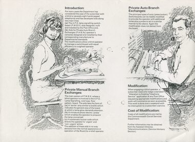 Page from pamphlet about blind switchboard operators for exchanges