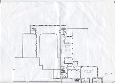 Floor plan of RVIB building with handwritten annotations