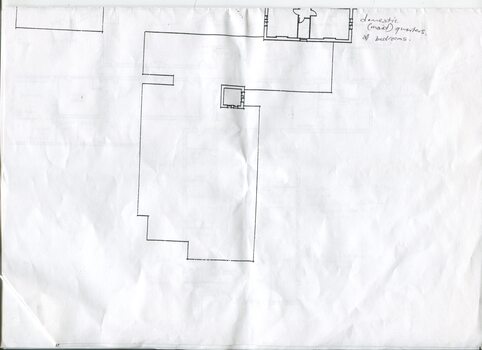 Floor plan of RVIB building with handwritten annotations