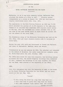 Chronological history of RVIB 1866-1970