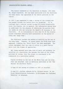 Notes on rehabilitation undertaken at the RVIB
