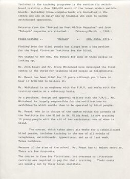 Notes on rehabilitation undertaken at the RVIB