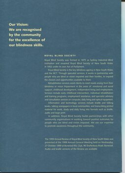 Vision and brief history of Royal Blind Society of NSW