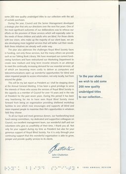 Signature of John Chatterton and President's Message