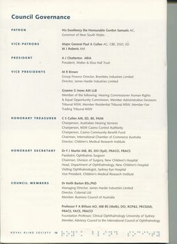 Council Governance with list of personnel in positions