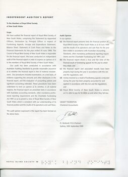 Independent auditor's report on Royal Blind Society