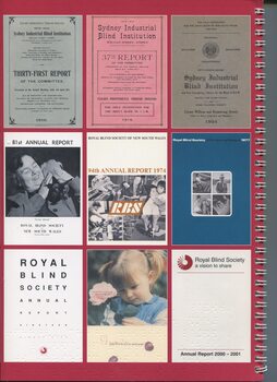 Collection of annual report front covers from various years