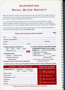 Donation form for reader to mail in