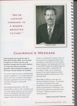 Portrait picture of Graeme Innes and Chairman's message